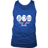 Peace, Love, Books Mens Tank Top - Gifts For Reading Addicts