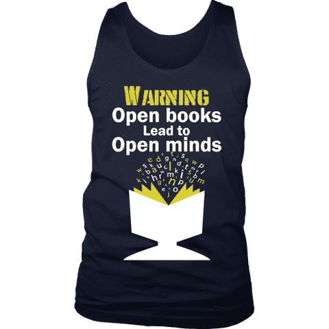 Warning! Open books lead to open minds Mens Tank - Gifts For Reading Addicts