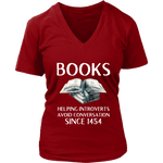 "Books" V-neck Tshirt - Gifts For Reading Addicts