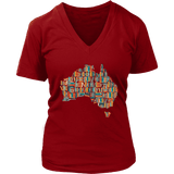 "Australia Bookish Map" V-neck Tshirt - Gifts For Reading Addicts
