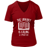 "The library" V-neck Tshirt - Gifts For Reading Addicts