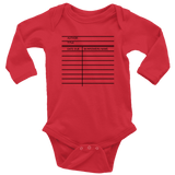 Library Card Long Sleeve Baby Bodysuit - Gifts For Reading Addicts