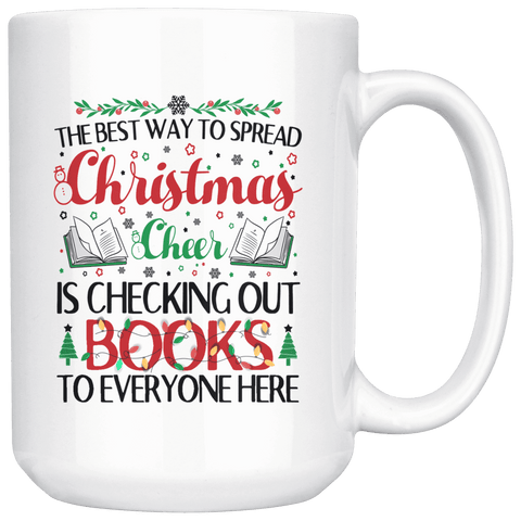 "Christmas Cheer"15oz White Christmas Mug - Gifts For Reading Addicts