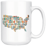 "USA Bookish Map"15oz White Mug - Gifts For Reading Addicts