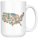 "USA Bookish Map"15oz White Mug - Gifts For Reading Addicts