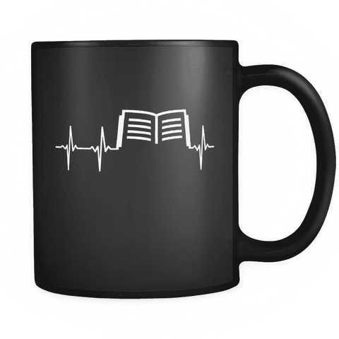 Book Heartbeat Black Mug - Gifts For Reading Addicts